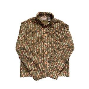 Life Style Textured Multicolor Button-Up Blazer M